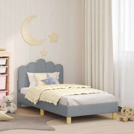 Kinderbettgestell mit Kopfteil Hellgrau 80 x 160 cm Stoff (1/5)