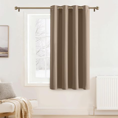 Rideau occultant à œillets, isolant thermique, pour travailleurs de nuit, 132x137 cm, 1 pièce, taupe marron (1/5)