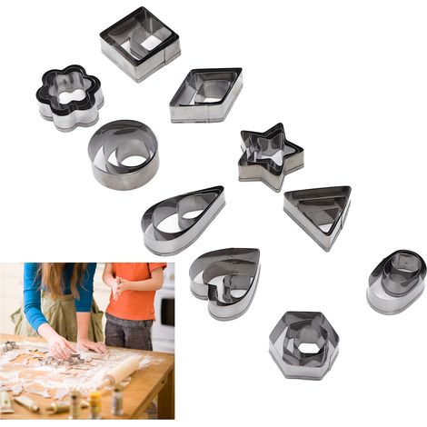 Ensemble de 30 mini emporte-pièces géométriques en acier inoxydable pour la pâtisserie, comprenant des moules à biscuits, à gâteaux et à fruits. (1/5)