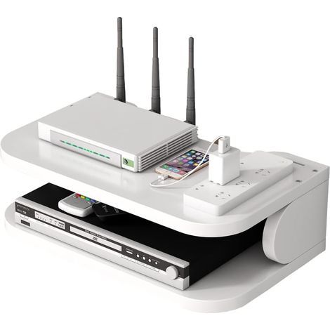 Étagère murale flottante blanche pour routeur WiFi - Modèle JL01 (1/5)