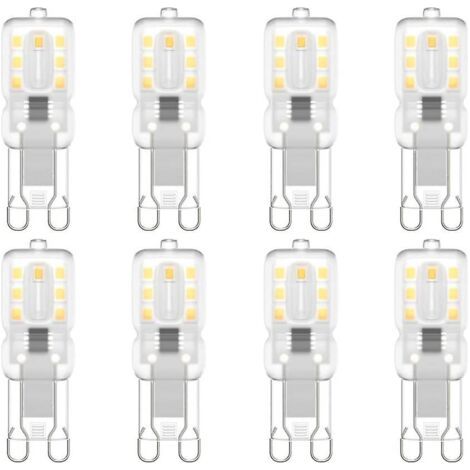 Confezione da 8 lampadine LED G9, 220V, luce bianca naturale 4000K, 3W, equivalenti a 30W alogene [Classe energetica E]