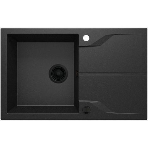 Lavello cucina in granito con 1 vasca e gocciolatoio 78x49 cm grafite metallizzata - Nexyo