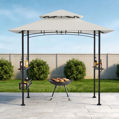 Randaco Gazebo barbecue, gazebo per grigliate, gazebo da giardino, tenda da sole per barbecue da giardino 238 x 148 x 250 cm Beige