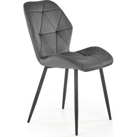 Chaise contemporaine en velours gris avec pieds en métal noir STELLA (1/5)