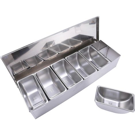 Gewürzbox aus Edelstahl für Köche, mit Deckel, zur Aufbewahrung von Haushaltsgewürzen. (1/5)