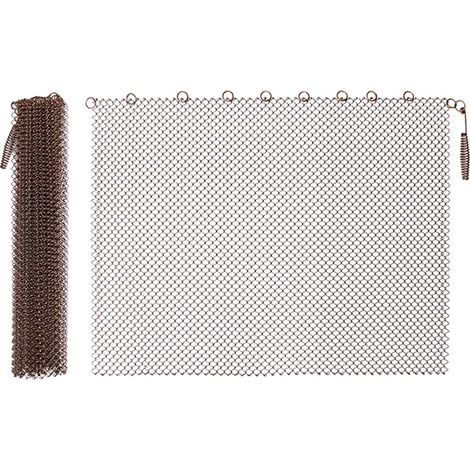 Rideau en maille à 2 panneaux pour cheminée d'extérieur en métal décoratif - Motif étincelle de feu (1/3)