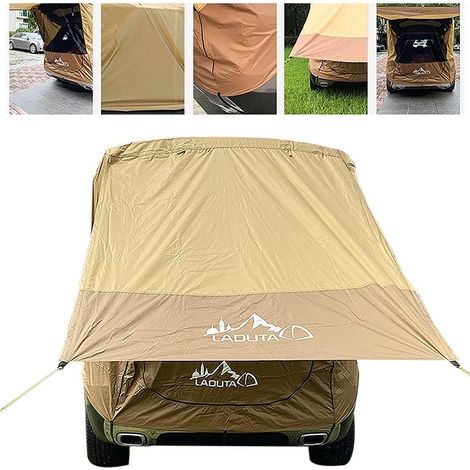 Tailgate Shade Awning Tent Waterproof Auto Canopy Camper Trailer Tent Tailgate Awning Tent Roof Top for Car Camping Road Trip Essentials Small to MidSize SUV Van Yellow