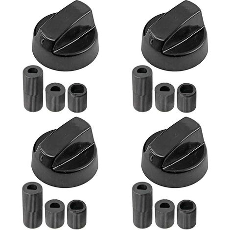 Boutons de commande noirs universels pour toutes les marques de fours, cuisinières et plaques de cuisson (Lot de 4) (1/5)