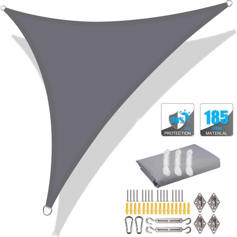 (Gris clair, accessoires d'installation inclus, 200x200x200cm) Auvent pare-soleil de haute qualité, coupe-vent et respirant, protection solaire extérieure. (1/5)