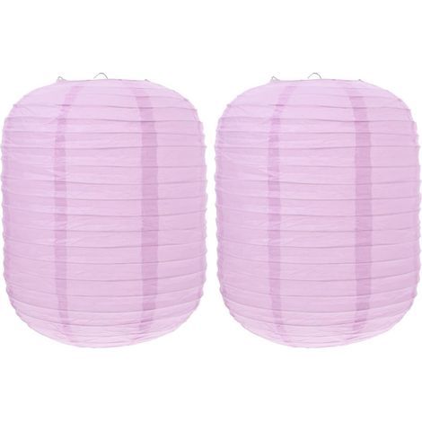 Lanterne Japonaise en Papier Pliable - 1 Unité - Style Traditionnel Peint Main - Suspension Lumineuse Décorative - Salon Chambre Bureau - 25x35 cm Lilas Clair (1/5)