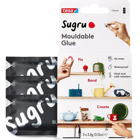Sugru Colla modellabile di tesa, adesivo forte per tutti gli usi, confezione da 3 (3 x 3.5 g) in nero (1/4)