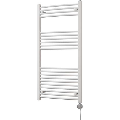 Zennor - White Electric Towel Rail H1200mm x W600mm Curved 600w Thermostatic (1/3)