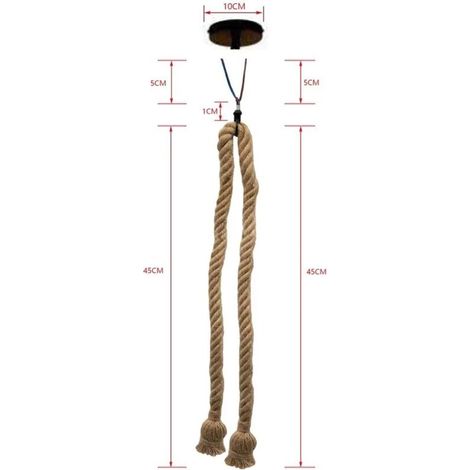 Lustre Corde Suspension Industrielle Corde Luminaire Corde Lustre Industriel Corde de Chanvre Luminaire Plafonnier 100CM, -- Lefou (1/5)
