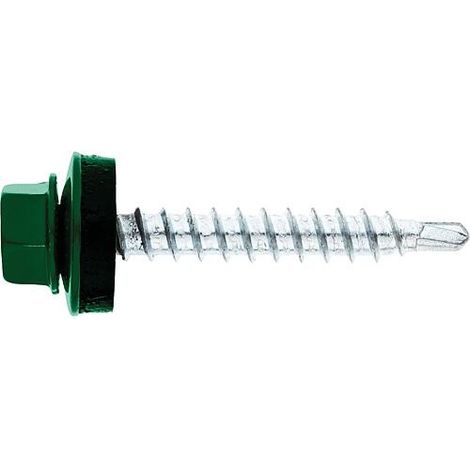 Vis de façade Twistec® Colorhead 4,8x80 RAL 6020 UE: 100 pcs avec clé à douille 451M8P