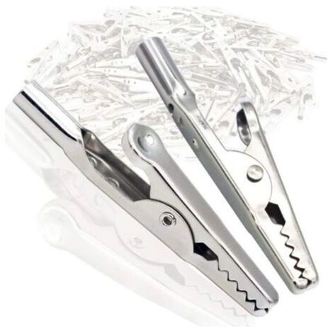 24Pcs 51mm pince crocodile pinces à ressort pour ligne de test pince crocodile pince crocodile argentée pinces crocodile plaqué nickel, utilisé dans le laboratoire de test électrique et pince (1/5)