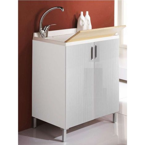 Savini Lavatoio Mobile 2 Ante Bianco Nordico - Asse Lavaggio - 60x50cm (1/2)