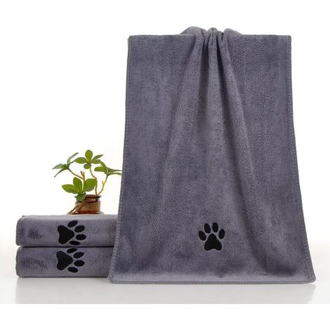 Serviette grise pour animaux, 50 x 100 cm, 3 feuille. Très absorbante et douce pour chats et chiens. (1/5)