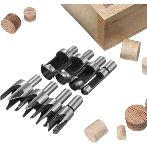 Tourillon Bois 8PCS HSS Foret Bois Fraise à Bouchonner Bois outil de coupe bois Mèches des Bouchons Wood Plug Cutter Drill Bits 6mm /10mm/13mm/16mm Petite Fraise Bois Pour Perceuse (1/5)