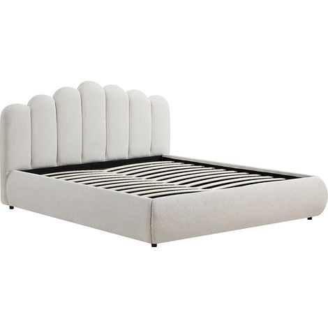 Lit coffre 140 x 190 cm – Tissu texturé – Beige – SILVATORA (1/5)