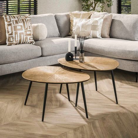 Table basse gigogne organique en métal doré YATO (lot de 2) (1/5)