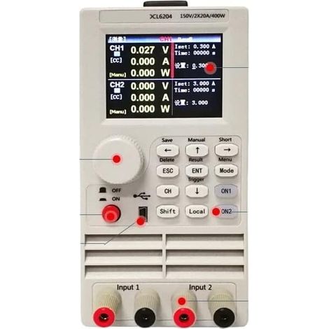 Testeur de capacité de Batterie 6204 Dual Channel DC Electronic Load Tester LED Drive Power Battery Load Meter 400W (Color : B, Size : 6102) (1/5)