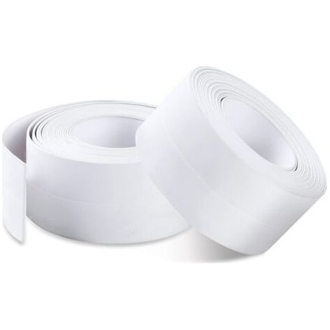 QORVA-Mastic d'étanchéité pour salle de bain, lot de 2 rubans adhésifs en PVC pour salle de bain et cuisine, protection anti-moisissures (3,8 cm x 3,2 m) (1/4)