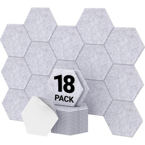 Panneaux acoustiques hexagonaux pour stus, bureaux, maisons, 18 panneaux, 30x26x1 cm, gris (1/5)