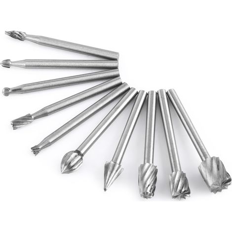 Ensemble de 10 fraises rotatives en acier rapide pour le travail du bois, tige de 3,2 mm (1/8 pouce), outils de sculpture (1/5)