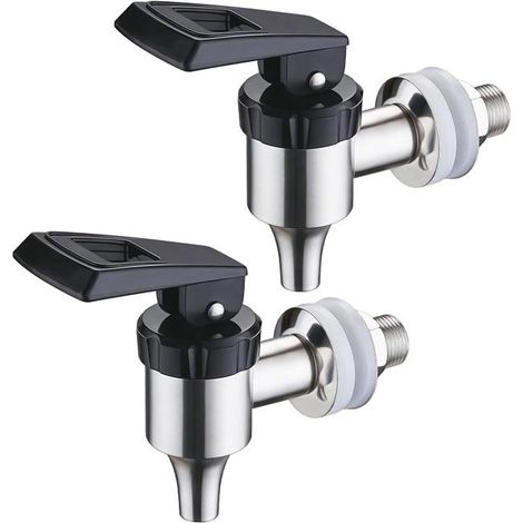 Juego de 2 dispensadores de bebidas, fabricados en acero inoxidable, con un grifo de cerveza de 16 mm, un dispensador de agua y grifos de repuesto para el dispensador de bebidas. (1/4)