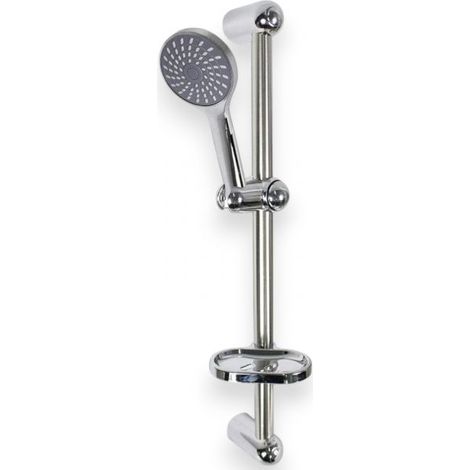 Saliscendi Doccia Cromato 60 cm con Soffione Multigetto e Portasapone 69133