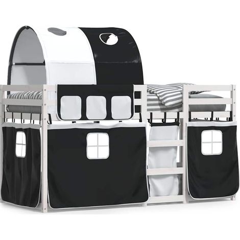 Maison Exclusive - Etagenbett mit Vorhängen Weiß & Schwarz 75x190