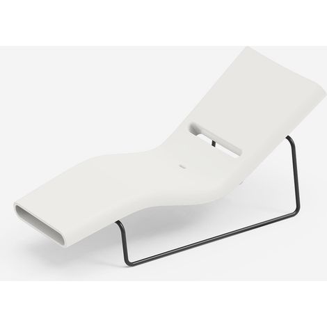 Lettino da sole design in polietilene con telaio metallico nero Esse - Bianco