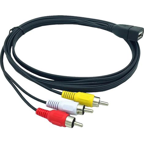 Câble USB A femelle vers 3 RCA (1,5 m) pour PC et TV (adaptateur audio/vidéo auxiliaire). (1/4)
