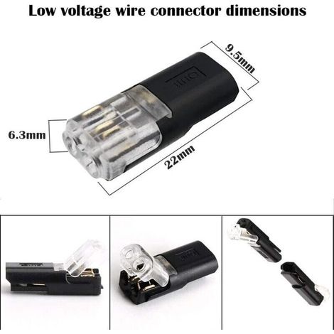Low Voltage 2-Pin Screw Electrical Connectors – Pack of 10 for 18 to 22 AWG Cables – Easy to Install and Secure (1/5)