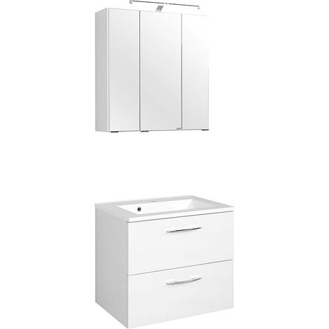 Waschtisch & Spiegelschrank Set BERGAMO-03, weiß, B x H x T ca.: 60 x 200 x 35cm (1/5)