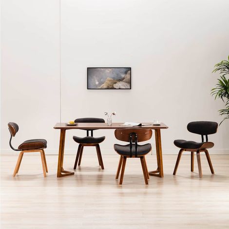 Lot de 4 Chaises de salle à manger - Chaises à dîner Gris Bois courbé et tissu BV782237 - BonneVie (1/5)