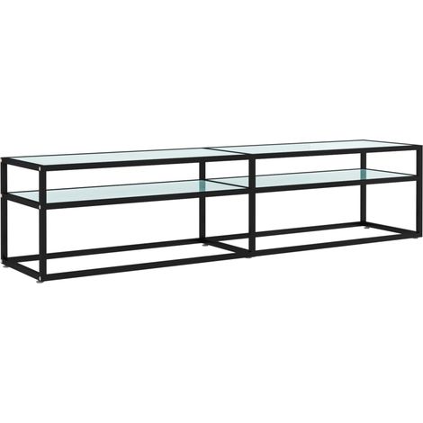 Mueble TV multimedia estante para televisión buffet para televisión comedor salón dormitorio Mármol 180 x 40 x 40,5 cm Vidrio templado blanco 020027680