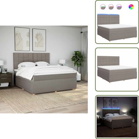Cama ajustable - vidaXL Cama box spring con colchón tela gris taupe 180x200 cm - Cama con cabecero