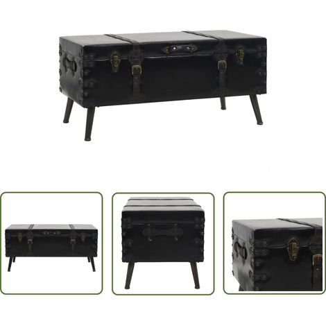 The Living Store Table basse MDF et acier 102x51x48 cm - Table Basse Vintage - Table D'appoint Élégante - Meuble De Salon Tendance - Coffre De Rangement - Table Basse Moderne (1/5)