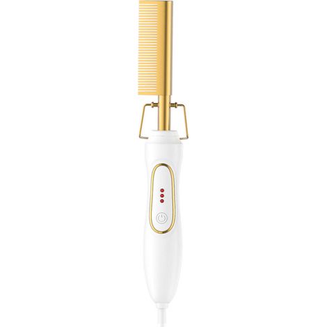 SABIR Peigne chauffant monobloc Peigne permanent Peigne droit Peigne chauffant Peigne en fer suspendu 3 réglages de température Chauffage rapide (Blanc) (1/5)