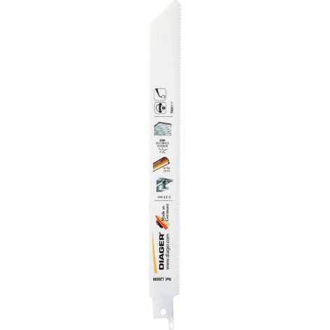 Lames scie sabre spéciales tôles/ tuyaux - L200M Long. Utile 180 Long. Totale 200 Pack de 5 (1/4)