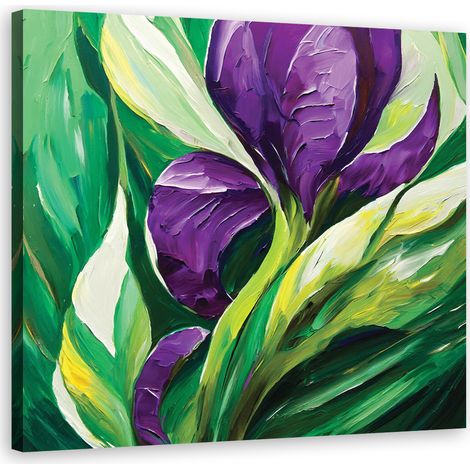 Tableau déco Fleurs peintes en violet 50x50 (1/5)