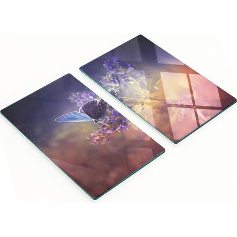 Juego de tablas de cocina de vidrio templado con dise帽o de mariposas, 2 x 30 x 52 cm.