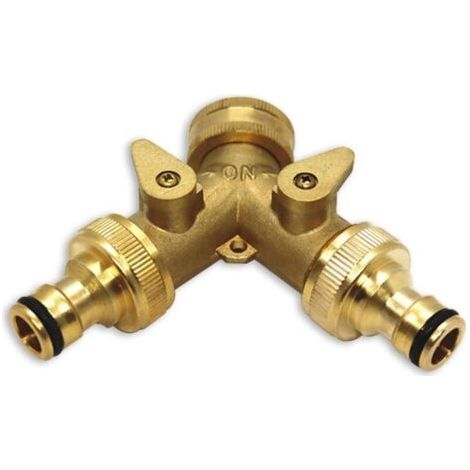 Distributeur d'eau en Y en laiton 3/4 po, raccord d'eau à 2 voies pour réservoir IBC, robinet d'arrêt d'eau IBC pour deux tuyaux d'entrée