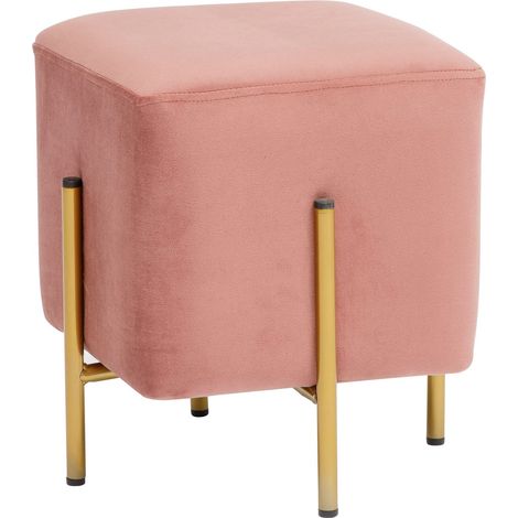 Baroni Home Pouf Poggiapiedi Quadrato in Velluto, Pouf da Salotto Imbottito, Pouf Panchetto per Camera da Letto, Rosa Cipria, 33x33x38 cm (1/5)