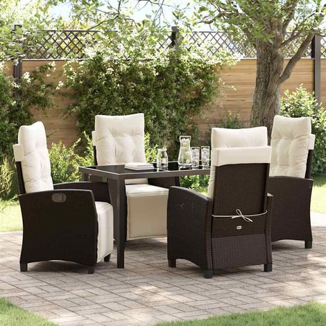 vidaXL Garten Essgruppe mit Kissen 5 pcs Braun Poly-Rattan (1/5)