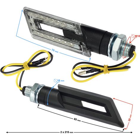 Intermitentes universales MRT-088, LED (16 diodos), negros, (homologación E) (1/4)