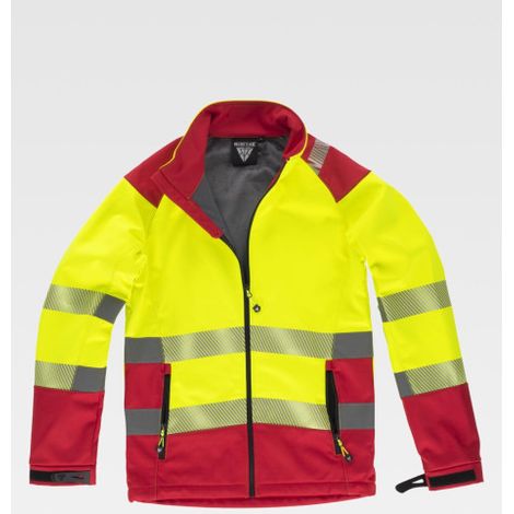 Chaqueta Workshell de alta visibilidad combinada, EN ISO 20471 antifrío S9201 WORKTEAM M Amarillo A.V.+ Rojo (1/3)
