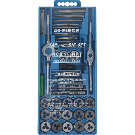 Set 40pcs Métrique Taraud de Filière Clé À Cliquet M3-M12 Boulon Écrou