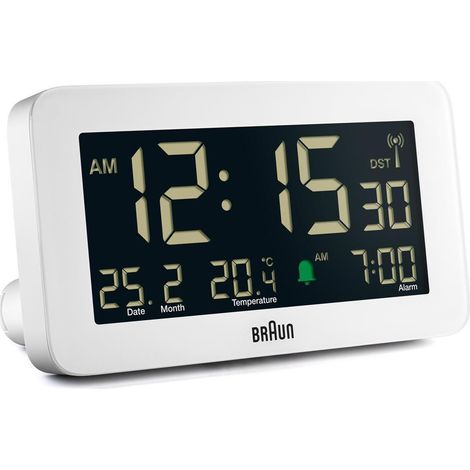Braun BC10 réveil blanc avec affichage LCD rétroéclairé (1/3)
